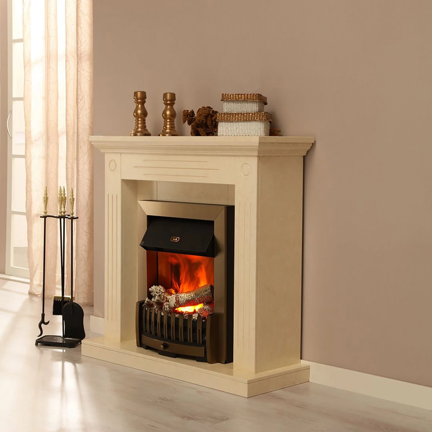 Montreux Elektrokamin Washington - Creme/Beige marmoriert 3 Montreux Elektrokamin Washington - Creme/Beige marmoriert – Bild 3