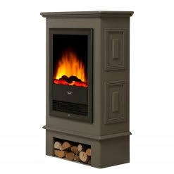 Montreux Elektrokamin Waldhof - Tulpenbaumholz teilmassiv - Grau