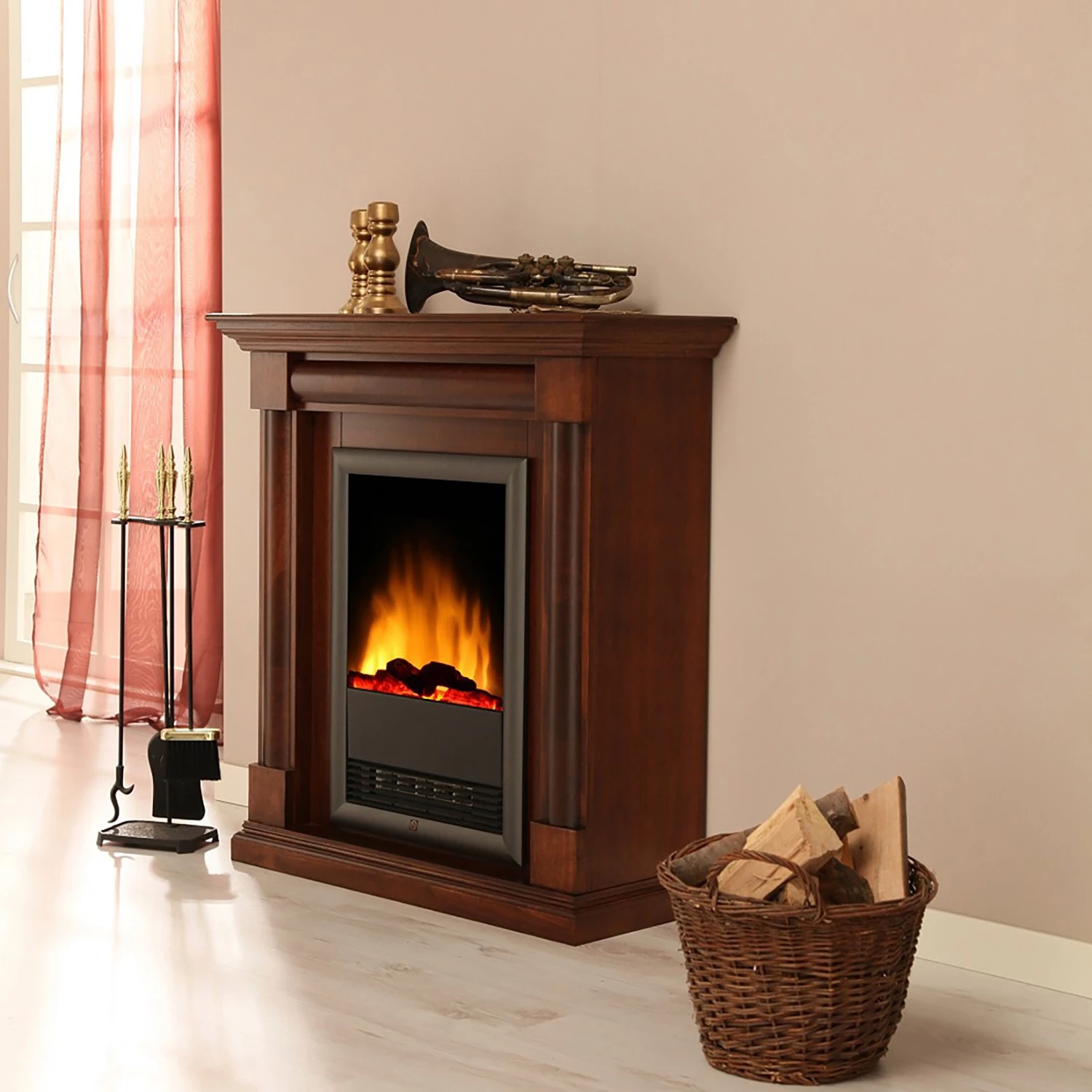 Montreux Elektrokamin Lomba - Nußbaumfarbig antik mit Wurzelfurnier 3 Montreux Elektrokamin Lomba - Nußbaumfarbig antik mit Wurzelfurnier – Bild 3