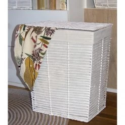 Flechtwaren Müller Wäschesammler Viale - Papier / Webstoff - Weiß -Badaufbewahrung Verkäufe 1000126515 210520 14354400013 MOOD DETAILS P000000001000126515 mood