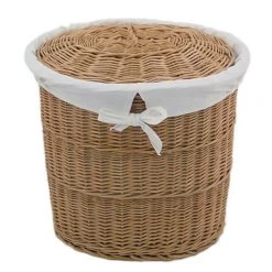 Flechtwaren Müller Wäschekorb Wilga - Weide / Baumwollstoff - Weide / Cremeweiß