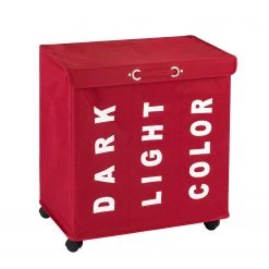 WENKO Wäschesammler Trivo - Webstoff - Rot