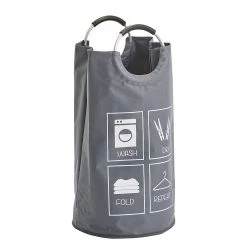 Zeller Wäschesammler Warilla - Webstoff / Aluminium - Grau