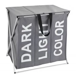 WENKO Wäschesammler Trio I - Webstoff - Grau