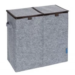 WENKO Wäschesammler Filz Duo - Polyester - Grau / Braun
