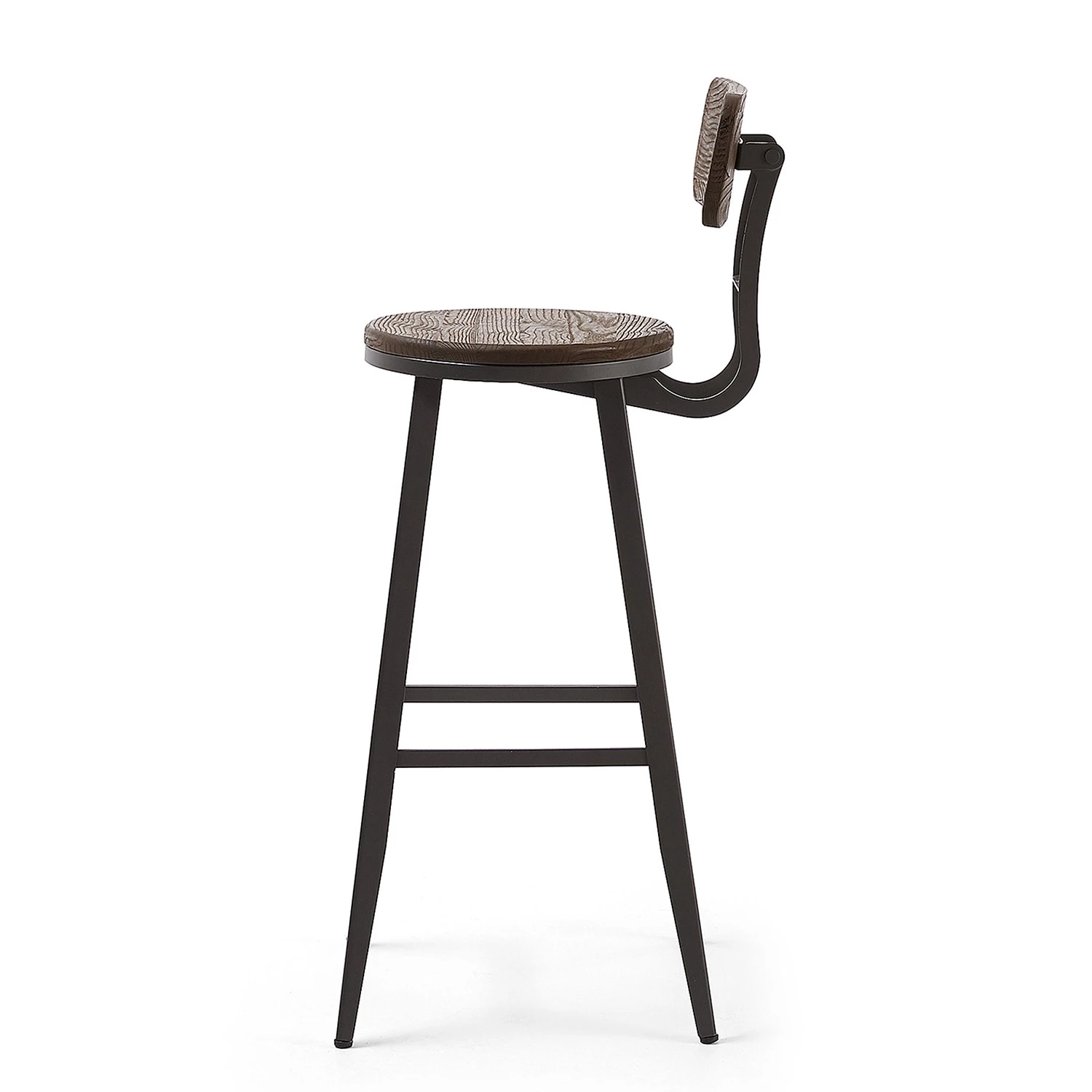 Norrwood Barstuhl Orbost (2er-Set) - Stahl / Ulme teilmassiv - Schwarz / Braun 2 Norrwood Barstuhl Orbost (2er-Set) - Stahl / Ulme teilmassiv - Schwarz / Braun – Bild 2