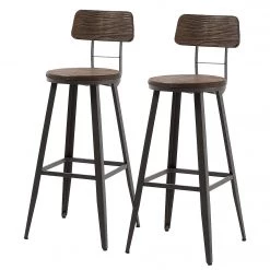 Norrwood Barstuhl Orbost (2er-Set) - Stahl / Ulme teilmassiv - Schwarz / Braun