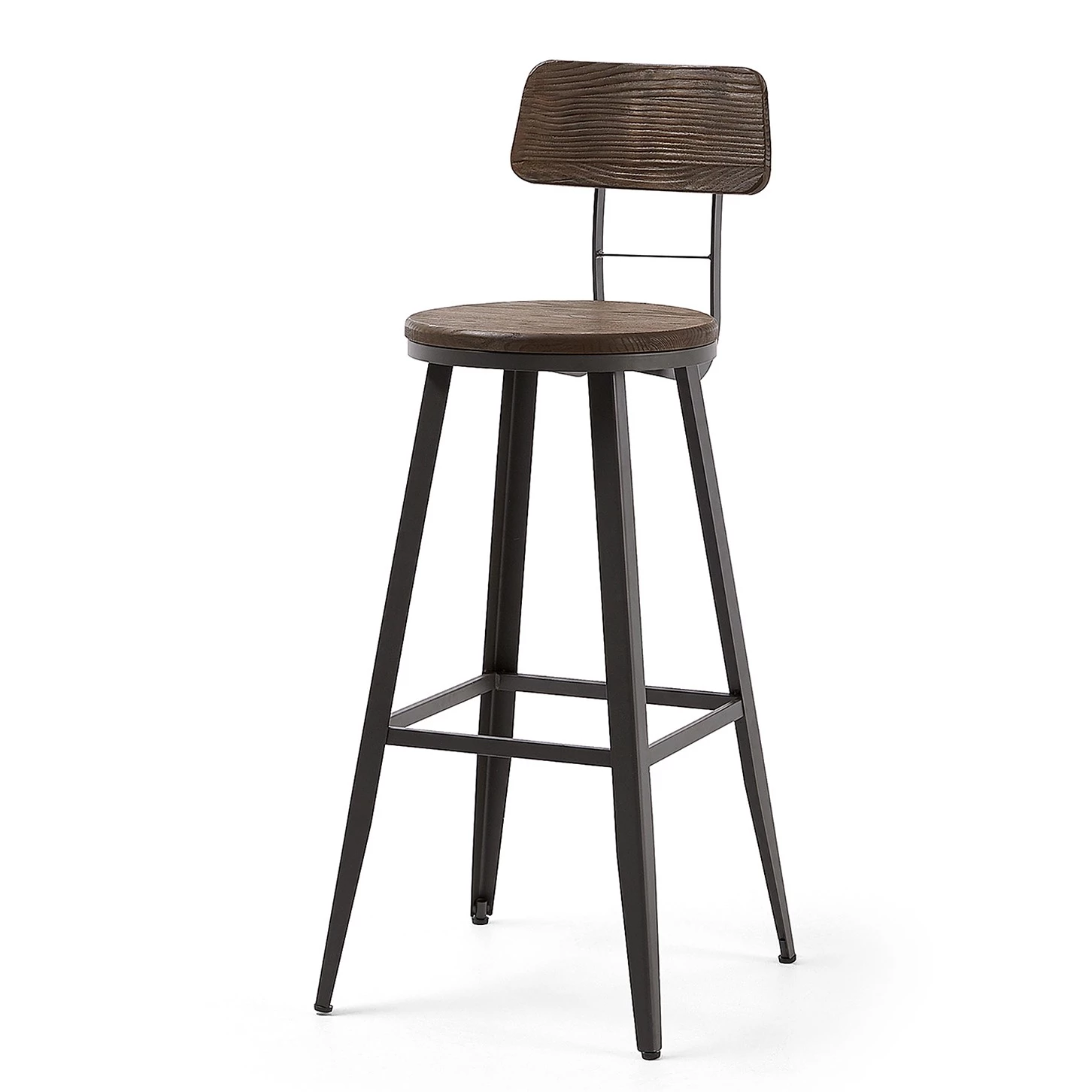 Norrwood Barstuhl Orbost (2er-Set) - Stahl / Ulme teilmassiv - Schwarz / Braun 4 Norrwood Barstuhl Orbost (2er-Set) - Stahl / Ulme teilmassiv - Schwarz / Braun – Bild 4