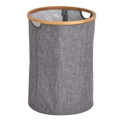 Badaufbewahrung Verkäufe 14 Zeller Wäschesammler Bowery - Kunstleinen / Bambus massiv - Grau