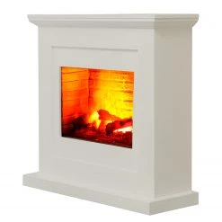 Loftscape Elektrokamin Toronto - Brilliantweiß - Einsatz Stein Dekor