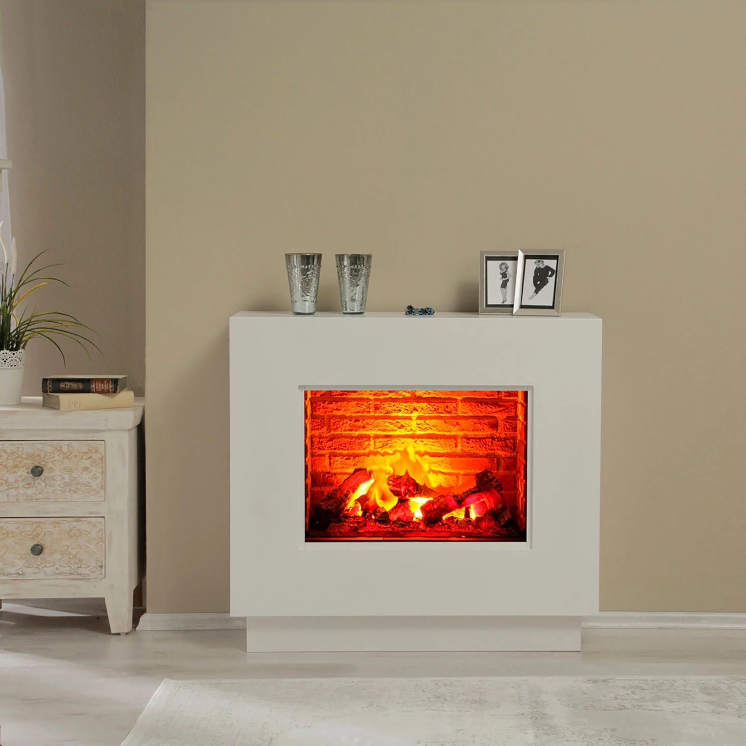 Loftscape Elektrokamin Borkum - Weiß - Einsatz Stein Dekor 3 Loftscape Elektrokamin Borkum - Weiß - Einsatz Stein Dekor – Bild 3
