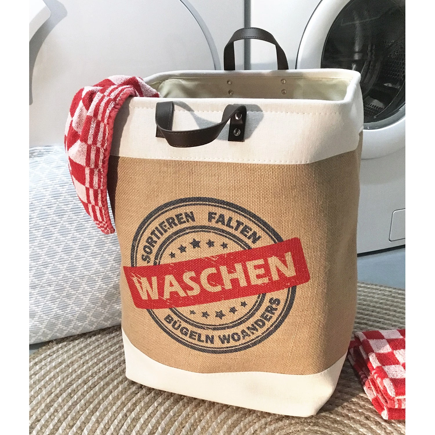 Flechtwaren Müller Wäschesammler Jussy II - Jute / Baumwolle - Beige 2 Flechtwaren Müller Wäschesammler Jussy II - Jute / Baumwolle - Beige – Bild 2