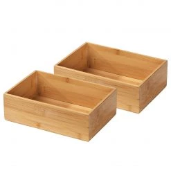 WENKO Bambus Ablage Terra (2er-Set) - Bambus - Braun - 22 x 15 cm