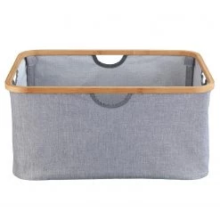 WENKO Wäschekorb Bahari - Bambus / Polyester - Braun / Grau