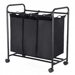 Songmics Wäschekorb Belleme II - Eisen / Polyester - Schwarz