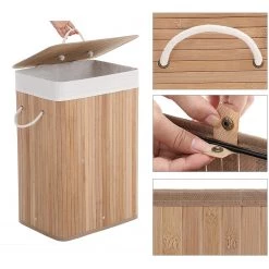 Songmics Wäschekorb Mondeville - Bambus / Webstoff - Beige -Badaufbewahrung Verkäufe 1000254537 210326 08442400152 DETAILS P000000001000254537