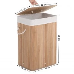 Songmics Wäschekorb Mondeville - Bambus / Webstoff - Beige -Badaufbewahrung Verkäufe 1000254537 210326 08442500153 DETAILS P000000001000254537