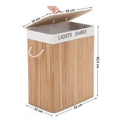 Songmics Wäschekorb Beaulon - Bambus / Webstoff - Weiß -Badaufbewahrung Verkäufe 1000254550 210326 08443300229 DETAILS P000000001000254550