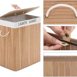 Songmics Wäschekorb Beaulon - Bambus / Webstoff - Weiß -Badaufbewahrung Verkäufe 1000254550 210326 08443300230 DETAILS P000000001000254550