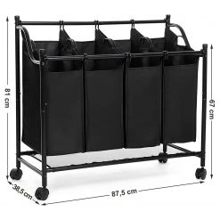Songmics Wäschekorb Belleme III - Eisen / Polyester - Schwarz -Badaufbewahrung Verkäufe 1000254572 210326 08444500326 DETAILS P000000001000254572