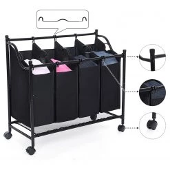 Songmics Wäschekorb Belleme III - Eisen / Polyester - Schwarz -Badaufbewahrung Verkäufe 1000254572 210326 08444500328 DETAILS P000000001000254572