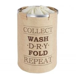 WENKO Wäschesammler Ringo - Aluminium / Polypropylen - Beige