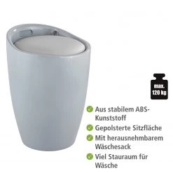 WENKO Badhocker Candy I - Polyester PVC - Grau -Badaufbewahrung Verkäufe 1000271332 210608 11312101146 DETAILS P000000001000271332