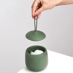 Zeller Wattedose Modern - Polyresin - Salbeigrün - 10,5 x 11,8 cm -Badaufbewahrung Verkäufe 1000273703 210615 06564000052 DETAILS P000000001000273703