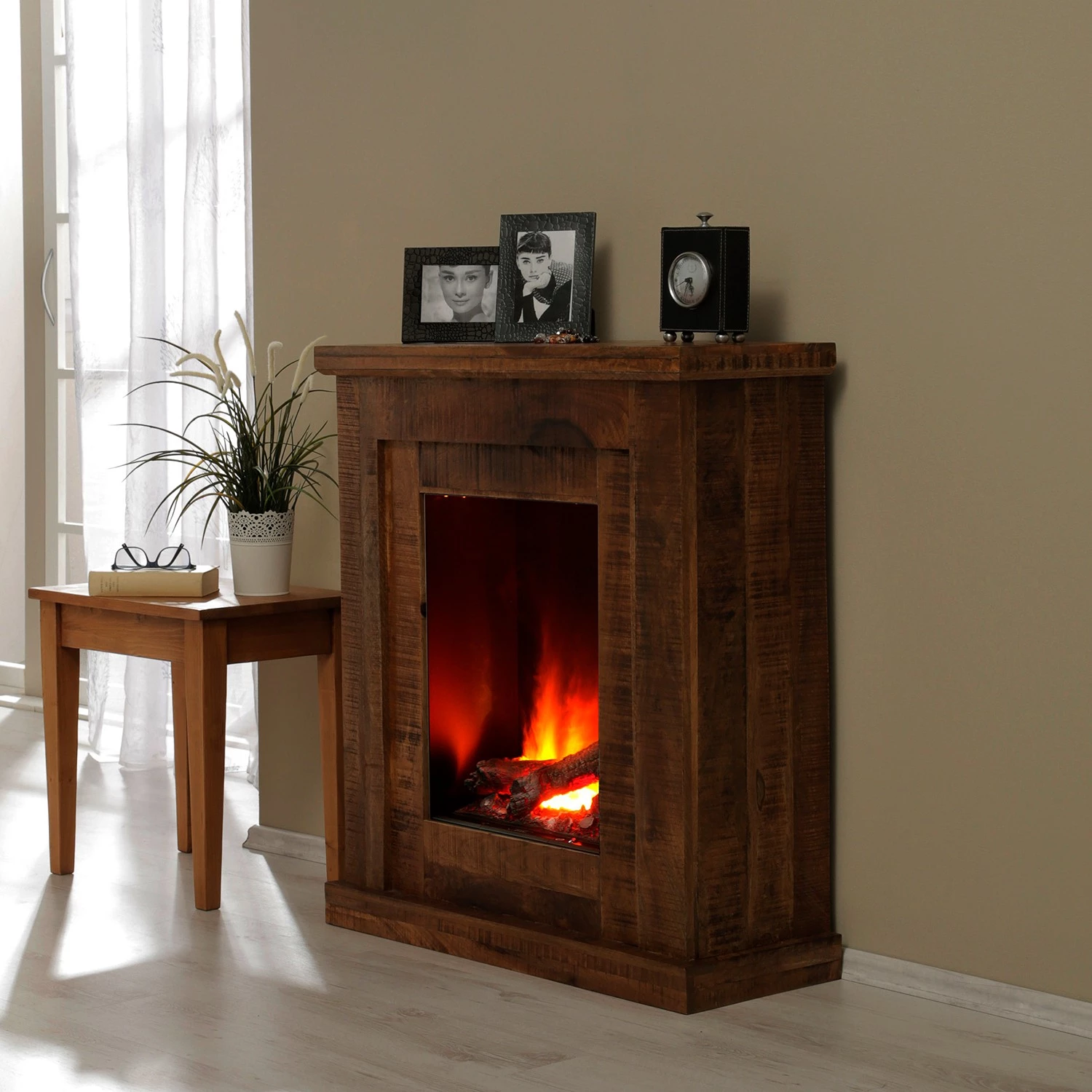 Naturoo Elektrokamin Mumbai - Braun 2 Naturoo Elektrokamin Mumbai - Braun – Bild 2