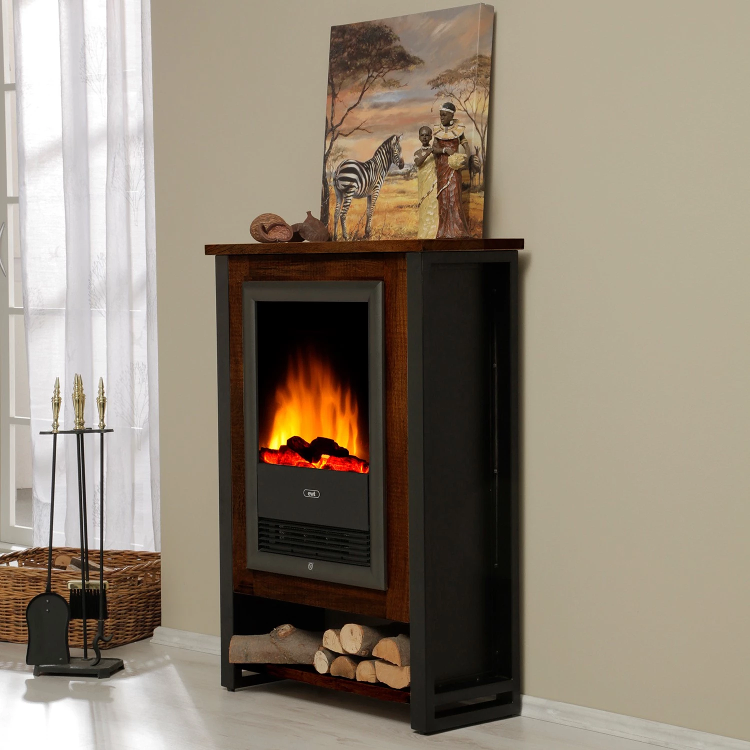 Red Living Elektrokamin Kalkutta - Mango massiv / Metall - Dunkelbraun 2 Red Living Elektrokamin Kalkutta - Mango massiv / Metall - Dunkelbraun – Bild 2