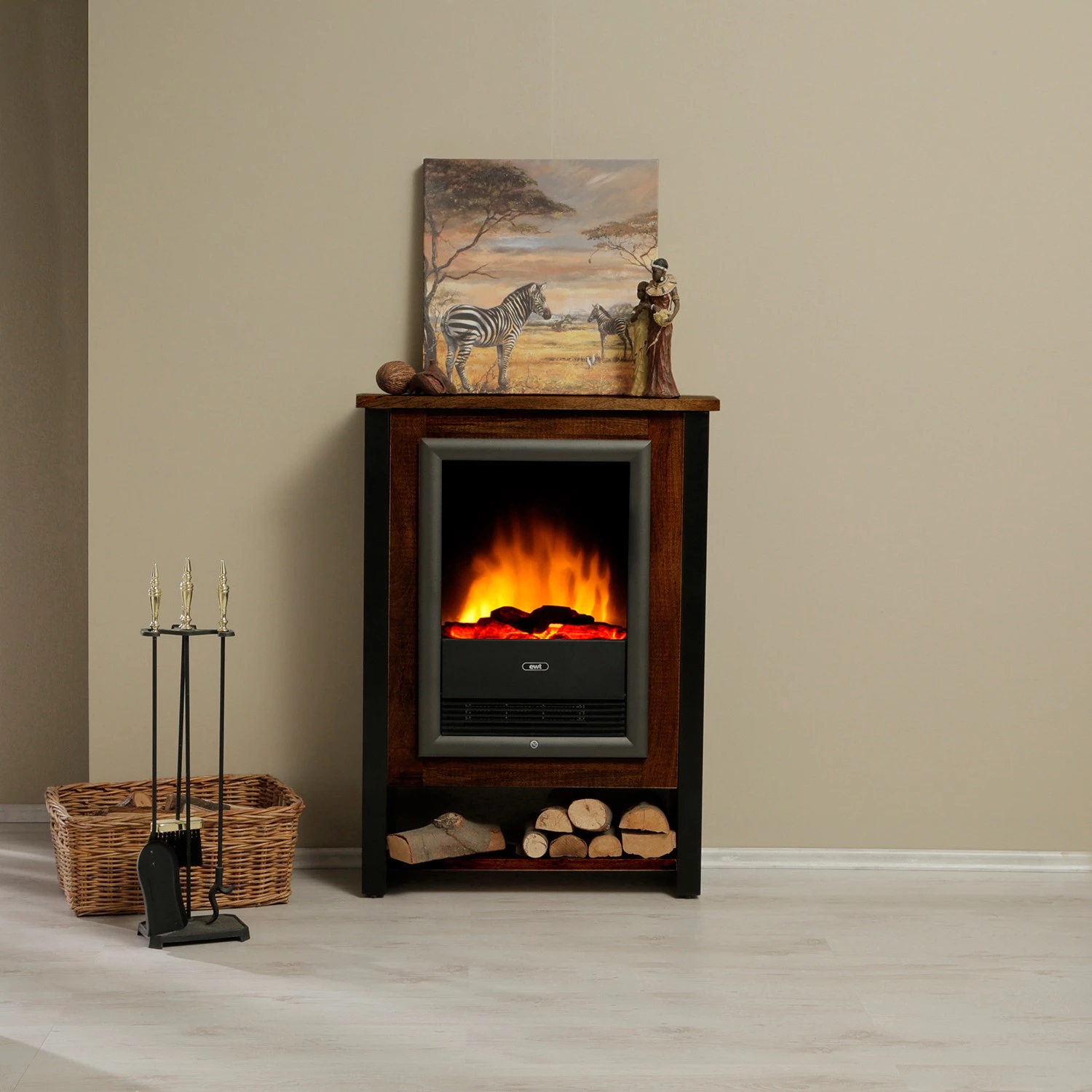 Red Living Elektrokamin Kalkutta - Mango massiv / Metall - Dunkelbraun 3 Red Living Elektrokamin Kalkutta - Mango massiv / Metall - Dunkelbraun – Bild 3