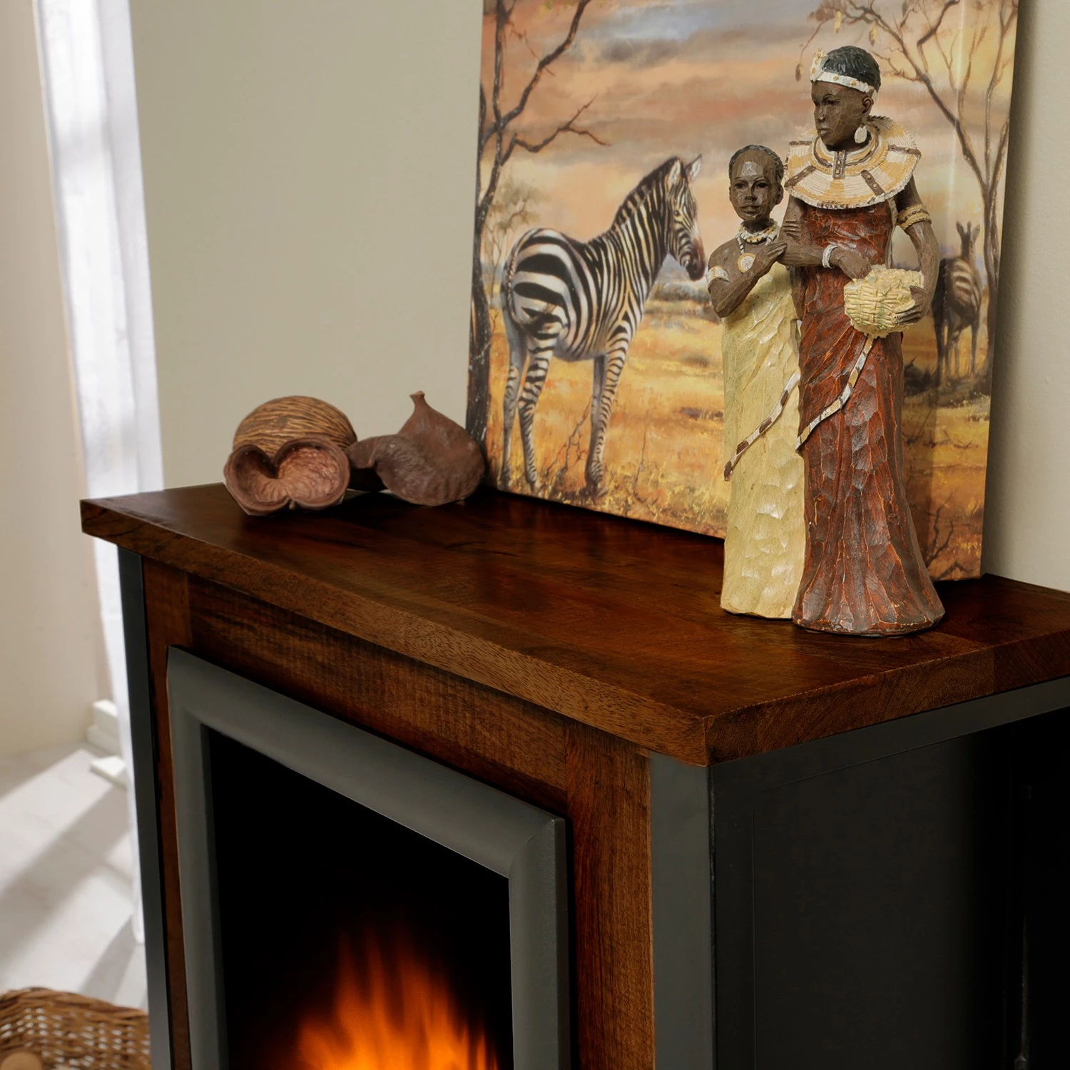 Red Living Elektrokamin Kalkutta - Mango massiv / Metall - Dunkelbraun 9 Red Living Elektrokamin Kalkutta - Mango massiv / Metall - Dunkelbraun – Bild 9