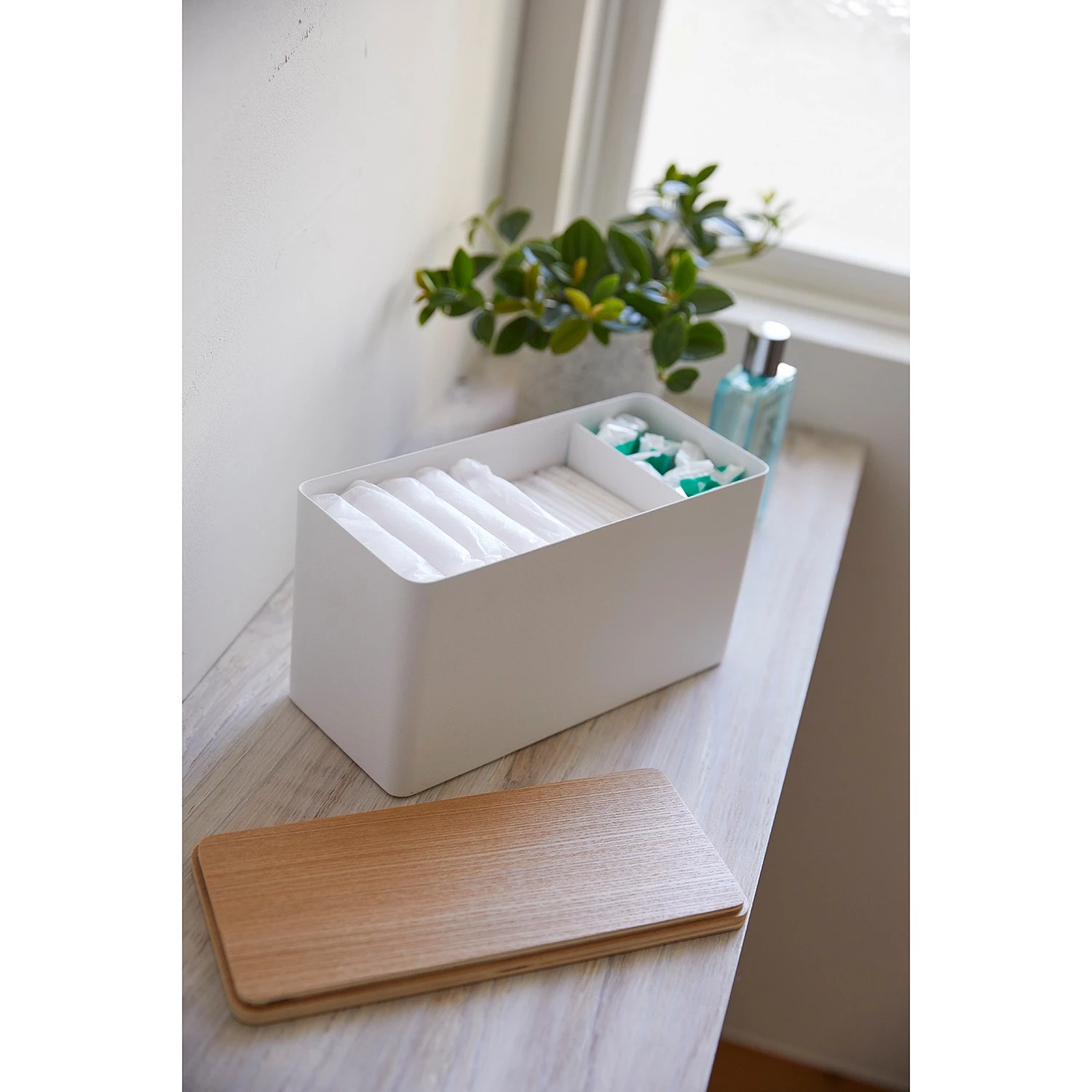 Yamazaki Aufbewahrungsbox Rin - Stahl / Sperrholzplatte - Weiß 3 Yamazaki Aufbewahrungsbox Rin - Stahl / Sperrholzplatte - Weiß – Bild 3