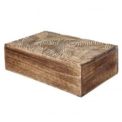 Butlers Truhe mit Schnitzerei TREASURE - Mangoholz - Nature