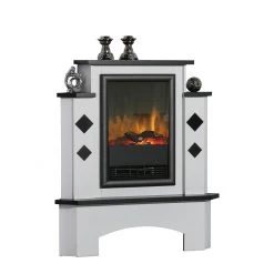 Badaufbewahrung Verkäufe 52 Montreux Elektro-Eckkamin Calabria - Brilliantweiß / Schwarz