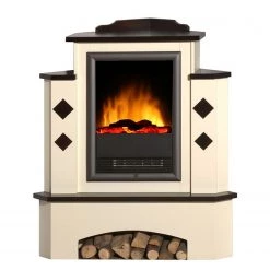 Montreux Elektro-Eckkamin Calabrio - Cremeweiß / Kolonialbraun