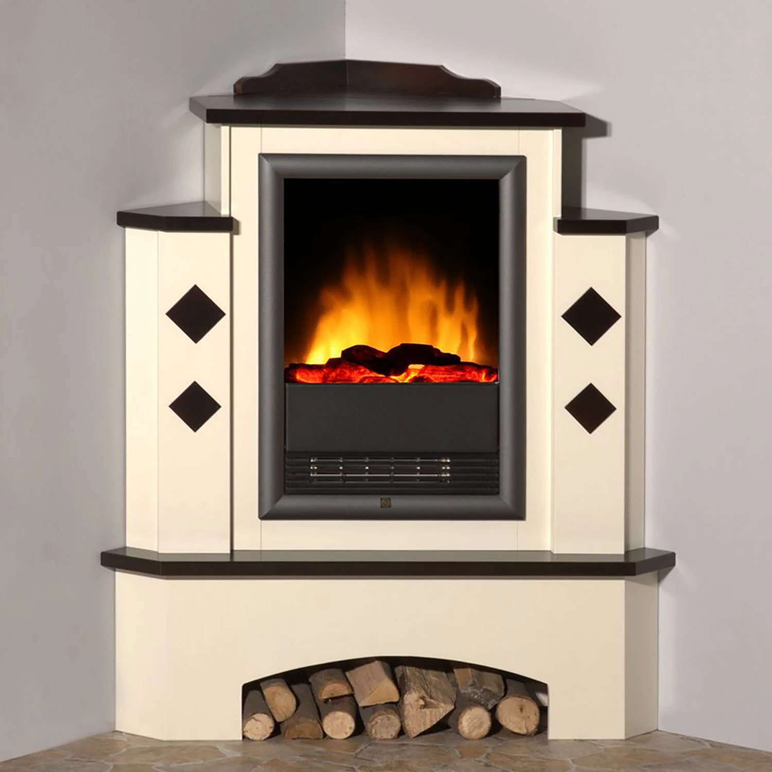 Montreux Elektro-Eckkamin Calabrio - Cremeweiß / Kolonialbraun 2 Montreux Elektro-Eckkamin Calabrio - Cremeweiß / Kolonialbraun – Bild 2