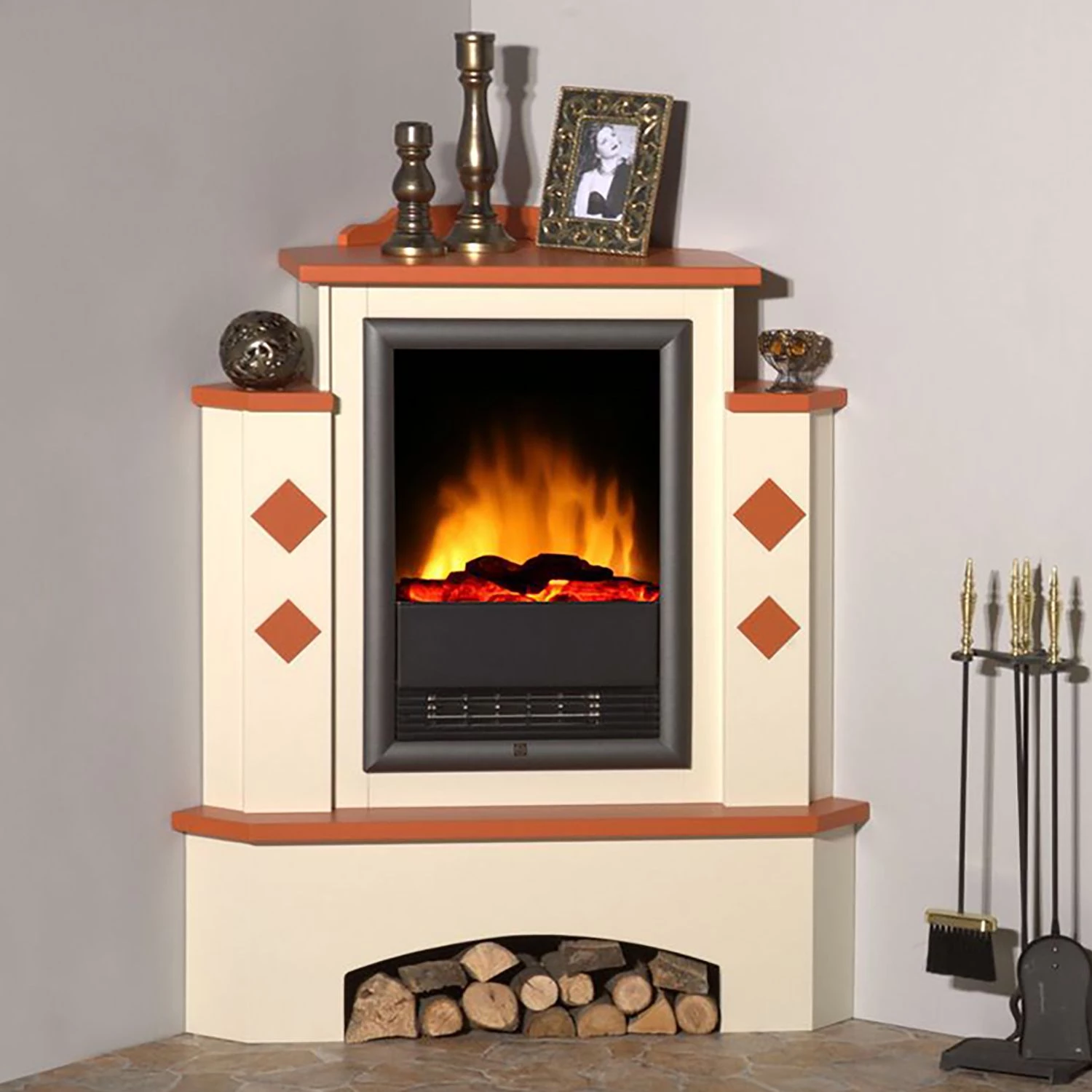 Montreux Elektro-Eckkamin Calabria - Cremeweiß / Terrakotta 4 Montreux Elektro-Eckkamin Calabria - Cremeweiß / Terrakotta – Bild 4