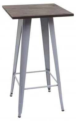 Stehtisch HWC-A73 inkl. Holz-Tischplatte - Braun - Grau - Grau