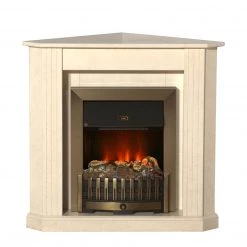 Montreux Elektro-Eckkamin Louisiana - Cremeweiß marmoriert