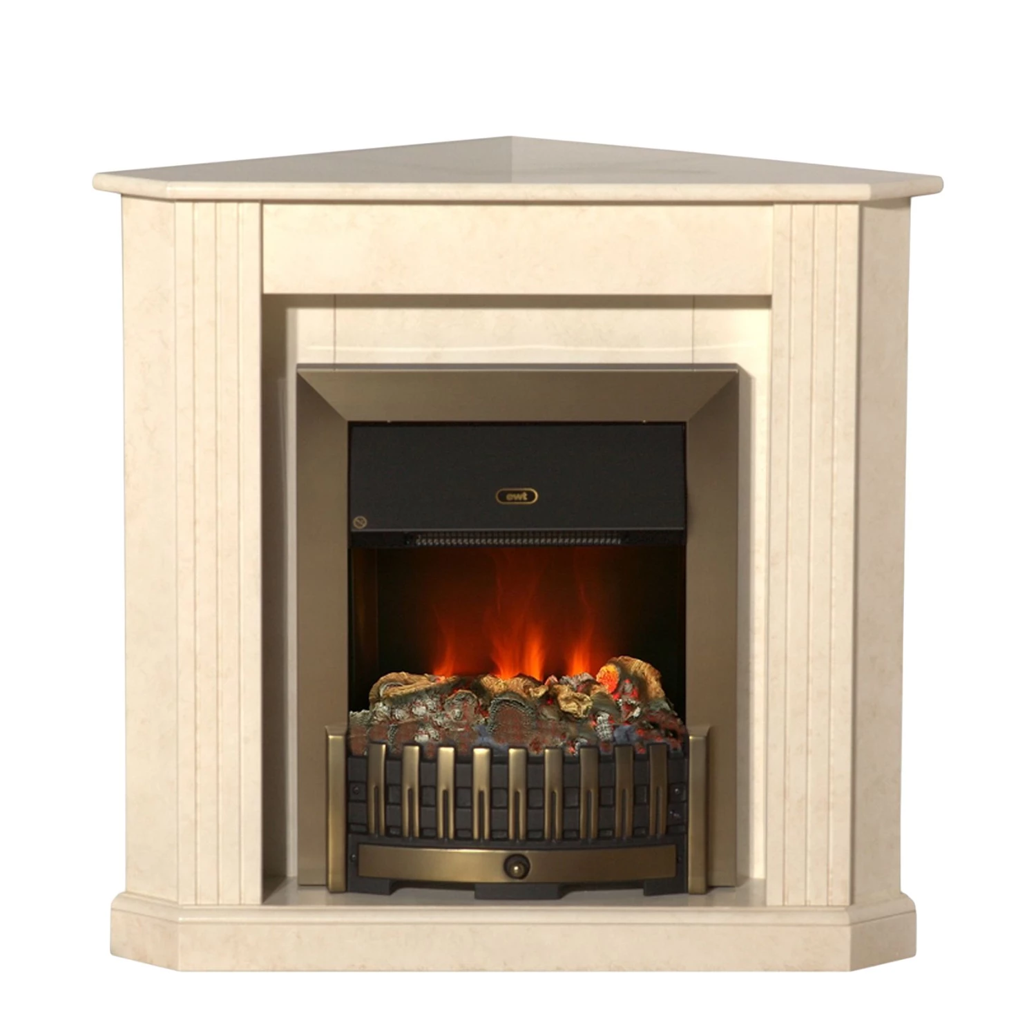 Montreux Elektro-Eckkamin Louisiana - Cremeweiß marmoriert 1 Montreux Elektro-Eckkamin Louisiana - Cremeweiß marmoriert