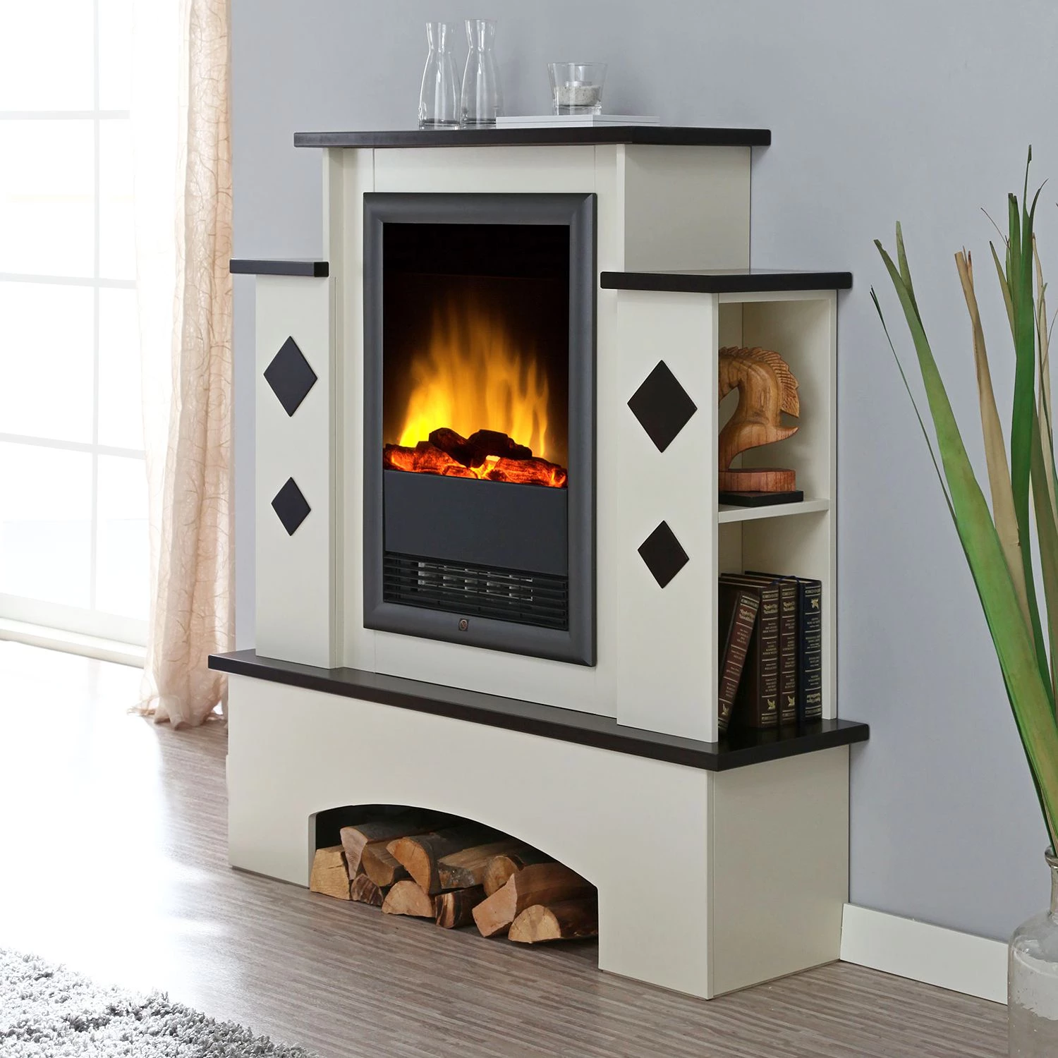 Montreux Elektrokamin Calabria - Cremeweiß/Havannabraun 2 Montreux Elektrokamin Calabria - Cremeweiß/Havannabraun – Bild 2