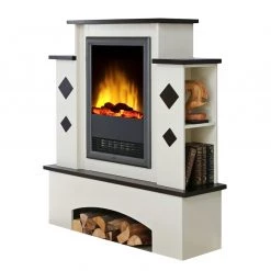 Montreux Elektrokamin Calabria - Cremeweiß/Havannabraun