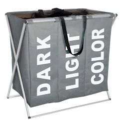 WENKO Wäschesammler Trio - Hellgrau